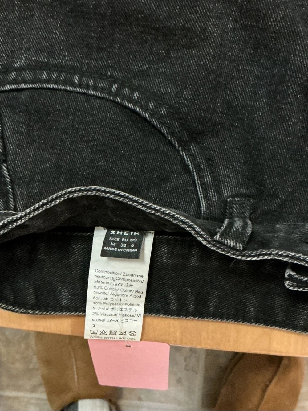 Shein Black High Rise Raw Hem Denim Shorts Size 6